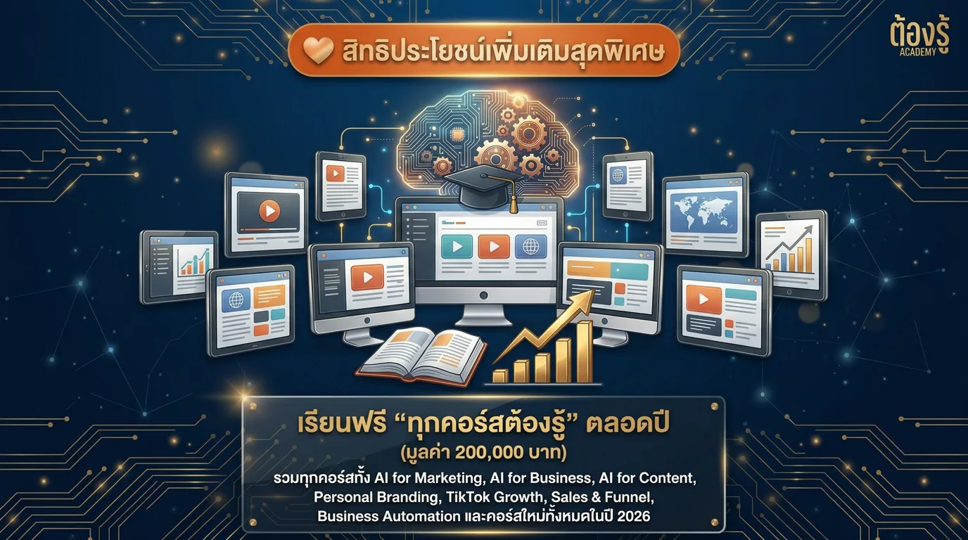 สิทธิพิเศษทั้งหมดของ Business Growth Acceleration: เรียนฟรีทุกคอร์สต้องรู้ตลอดปี มูลค่า 200,000 บาท